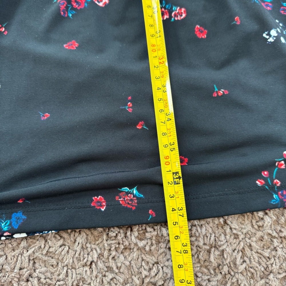 DKNY Black Floral Print Belted Wrap Dress Jersey 3/4 Sleeves 6 - Picture 9 of 11